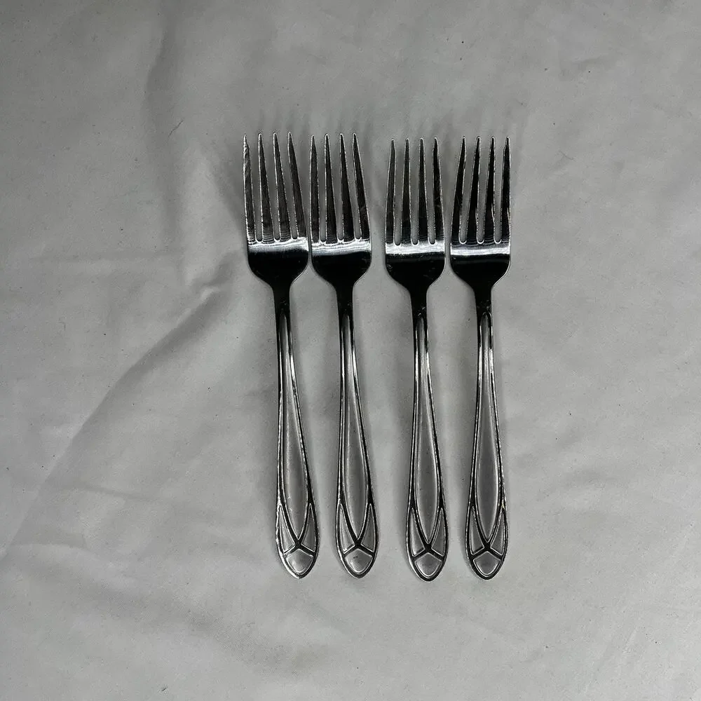 Pfaltzgraff Mirage Frost Stainless steel 18/10 Salad Forks Set Of 4, 7 inch